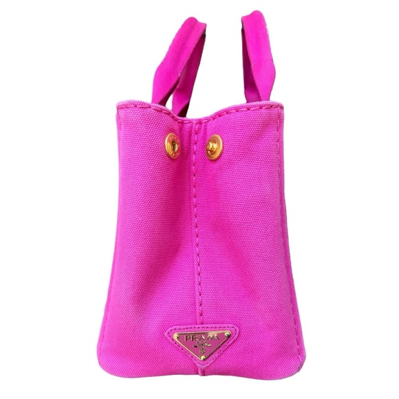 Prada Canapa Canvas Medium Tote Bag Hot Pink - Picture 4 of 15